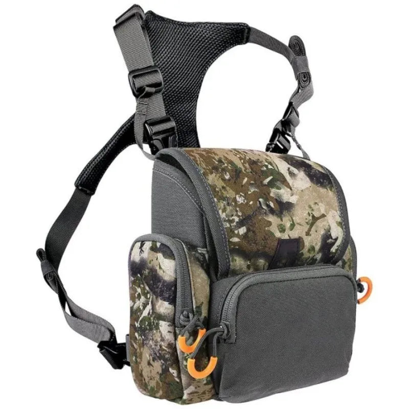 Binocular Harness Chest Pack with Rangefinder Pouch & Rain Cover Bino Harness Waterproof Large Capacity Bino Case for Hunting