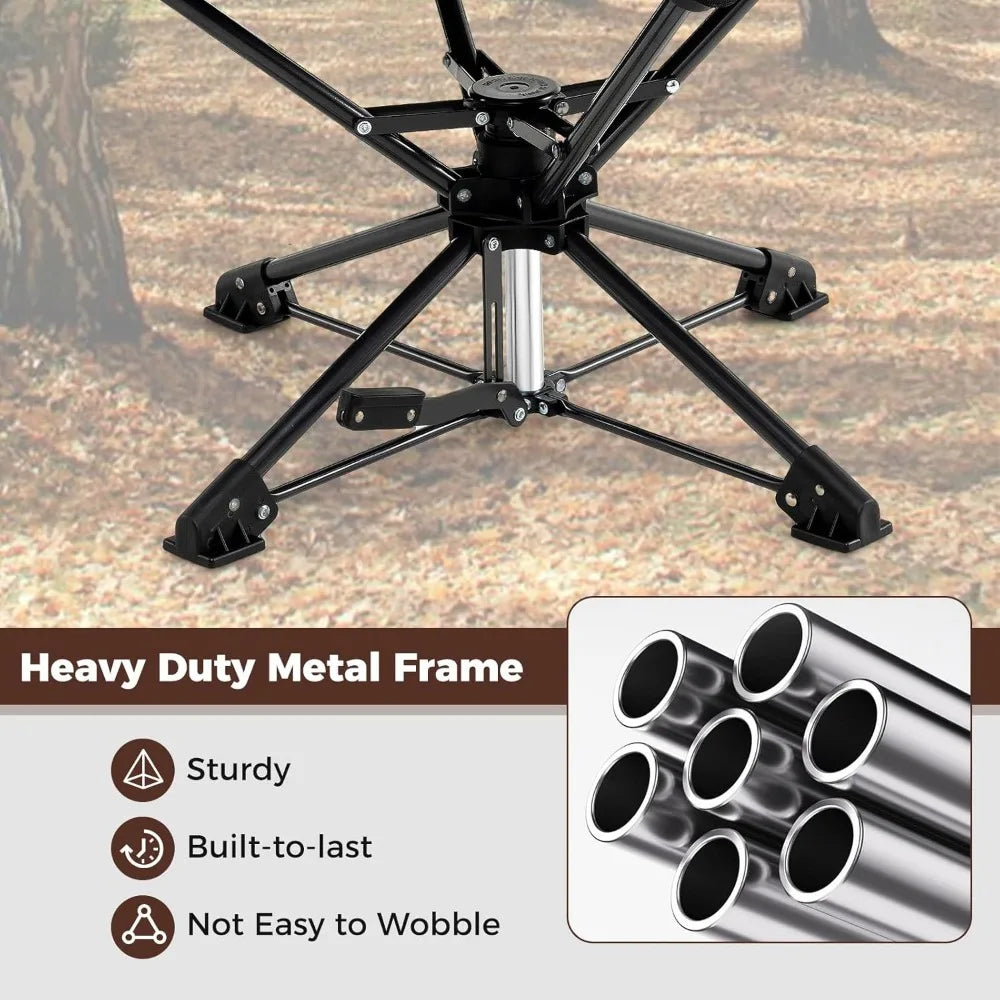 Swivel Hunting Chair, 360° Folding Hunting Blind Chair for Adults with Cup Holder & Carrying Bag, Portable Camping