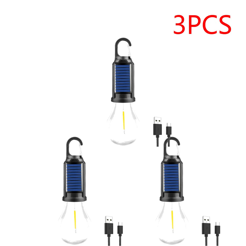 Solar Powered LED Lantern USB Charging Camping Light