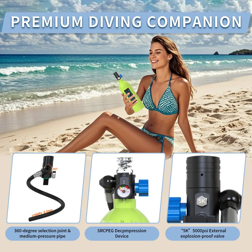 Scuba Mask With Air Tank System 1L Full Face Mask Kit