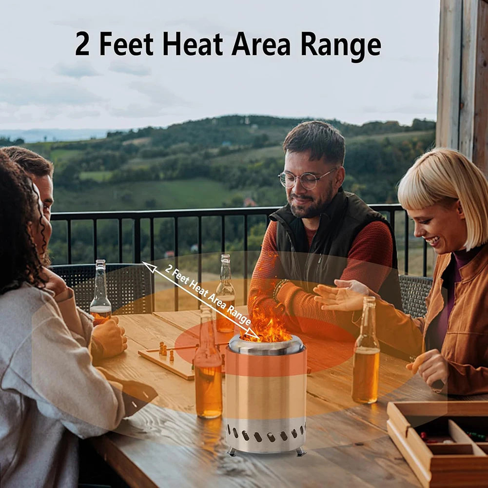 Smokeless Tabletop Fire Pit Stainless Steel Mini Tabletop Firepit Indoor Outdoor Table Top Firepit for Patio and Outdoor Camping