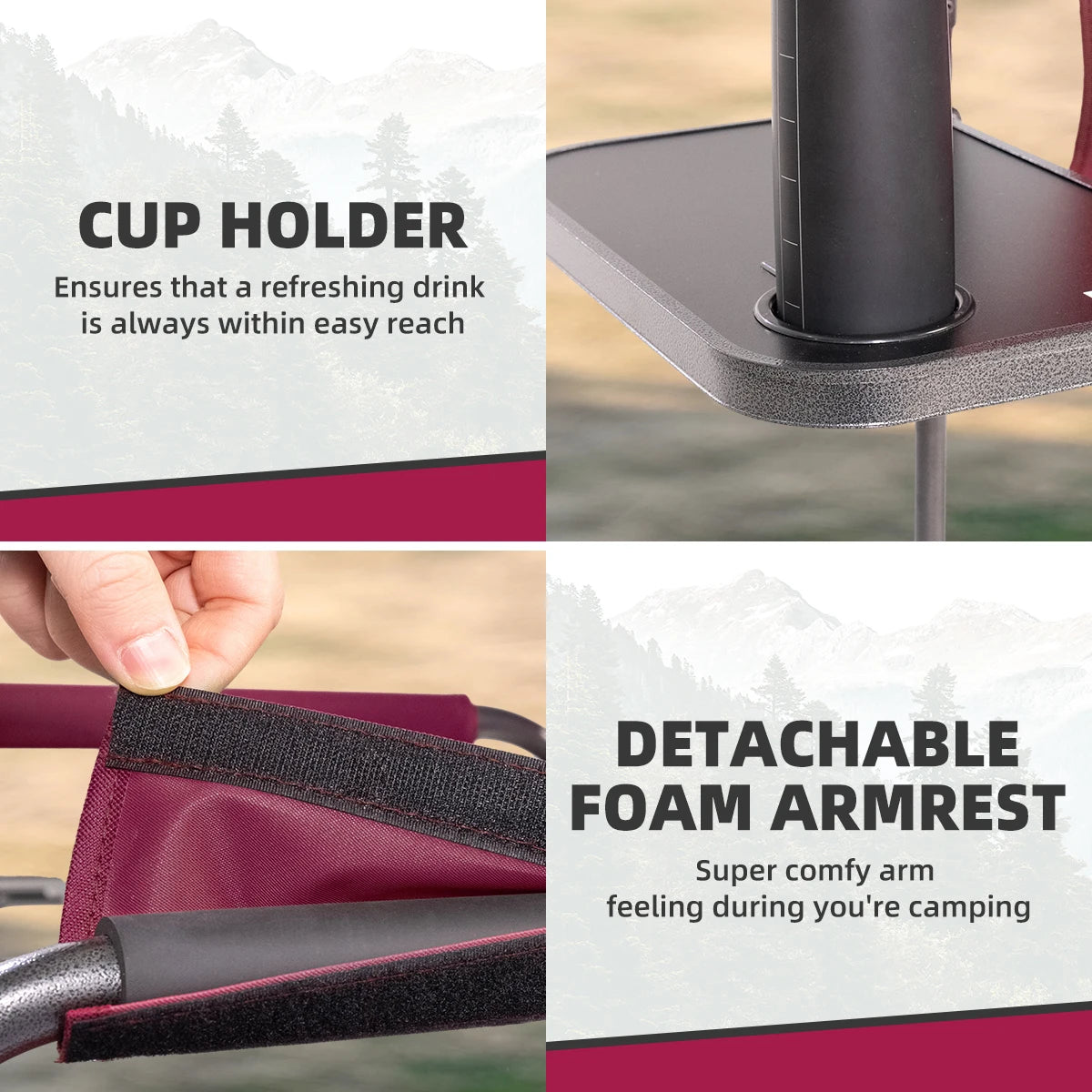 Tisetrail Director Camping Chair with Cooler Bag Camping Directors Chair with Foldable Side Tray Outdoor Lawn Chair Red&Black