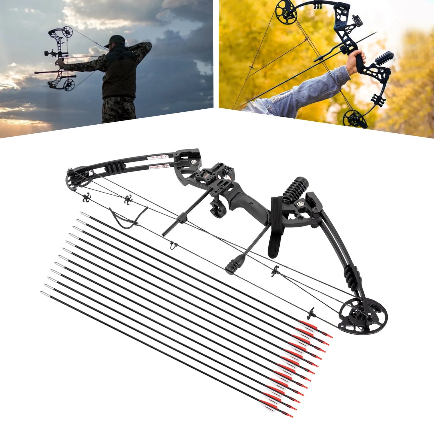 Compound Bow Recurve Bow w/ 12x Arrows Set Right Hand archery tool for Adult Hunting Training, outdoor competition