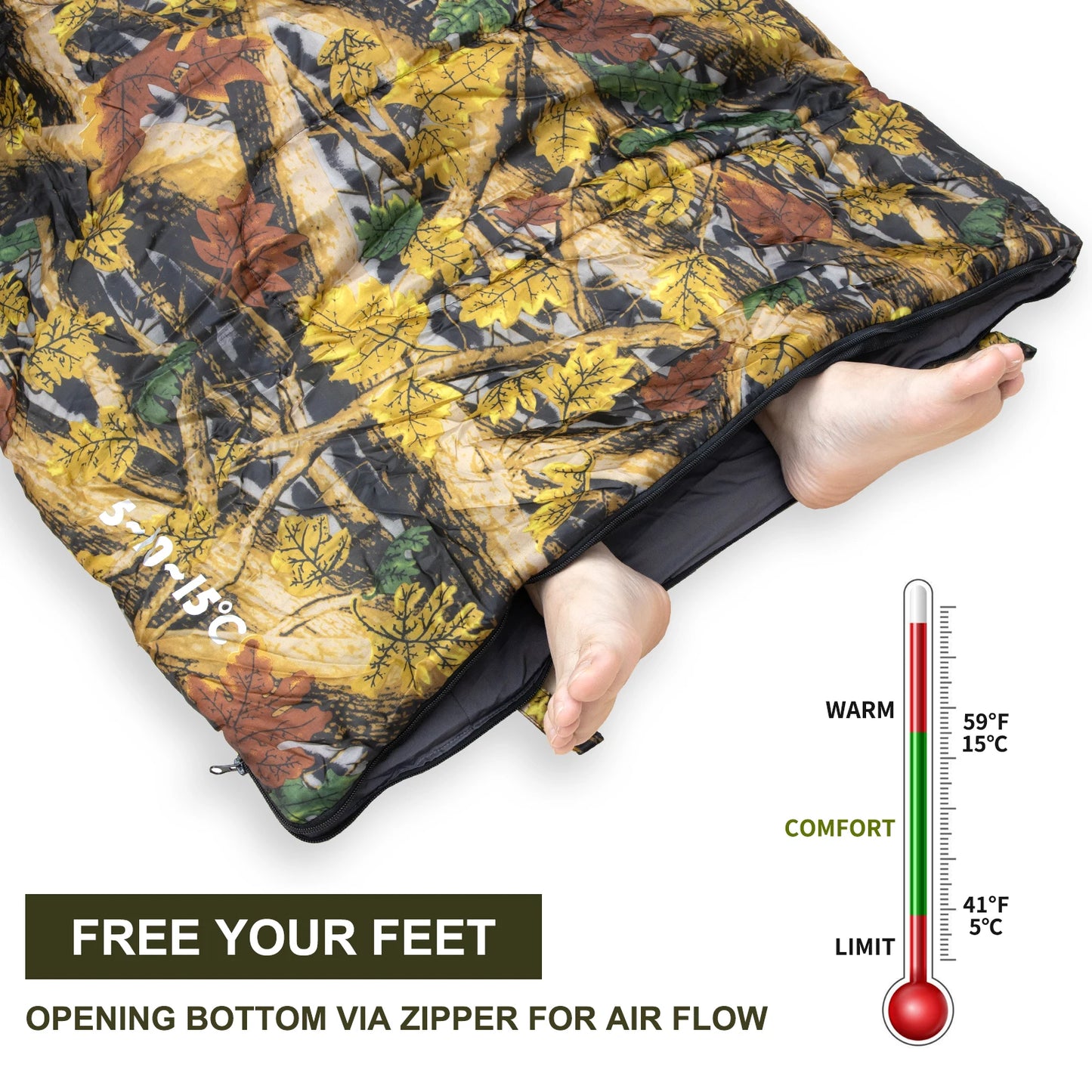 Camping Sleeping Bag Portable Lightweight Hiking Travel Outdoor 1-2 Person, 2x6 Feet