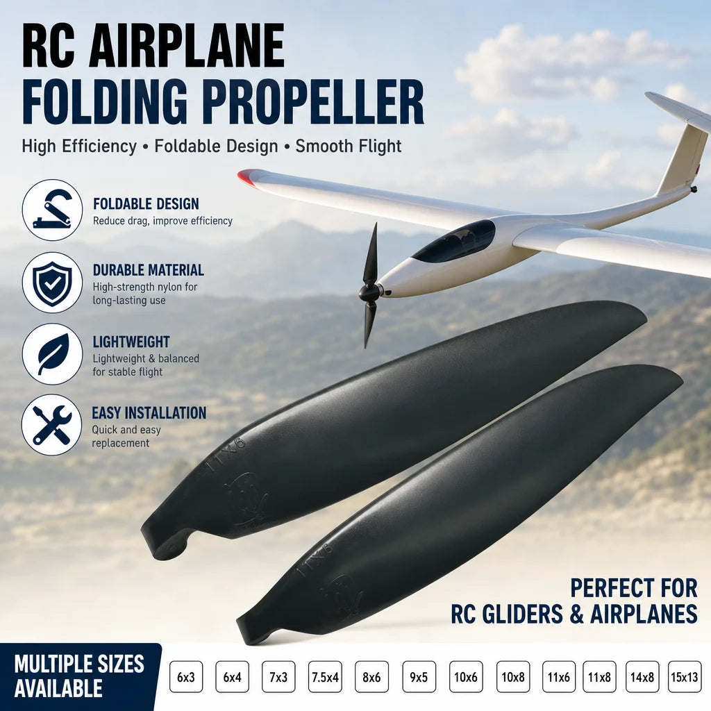 RC Airplane Folding Propeller 1 Pair 6x3 6x4 7x3 7.5x4 8x6 9x5 10x6 10x8 11x6 11x8 14x8 15x13 Oler Glider Props Replacement