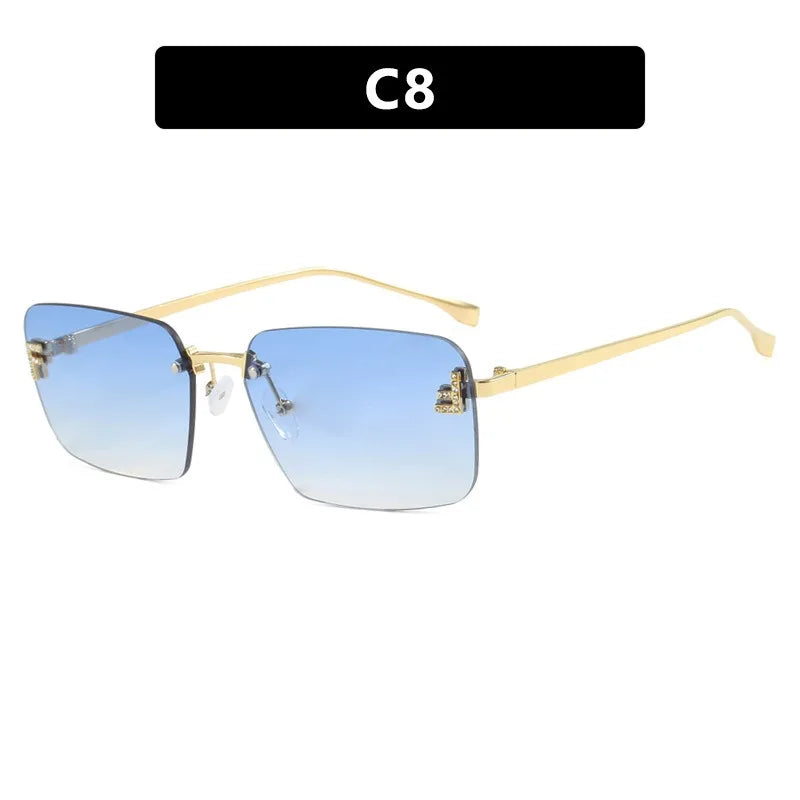 Rimless Square Sunglasses UV400 Frameless Unisex Driving