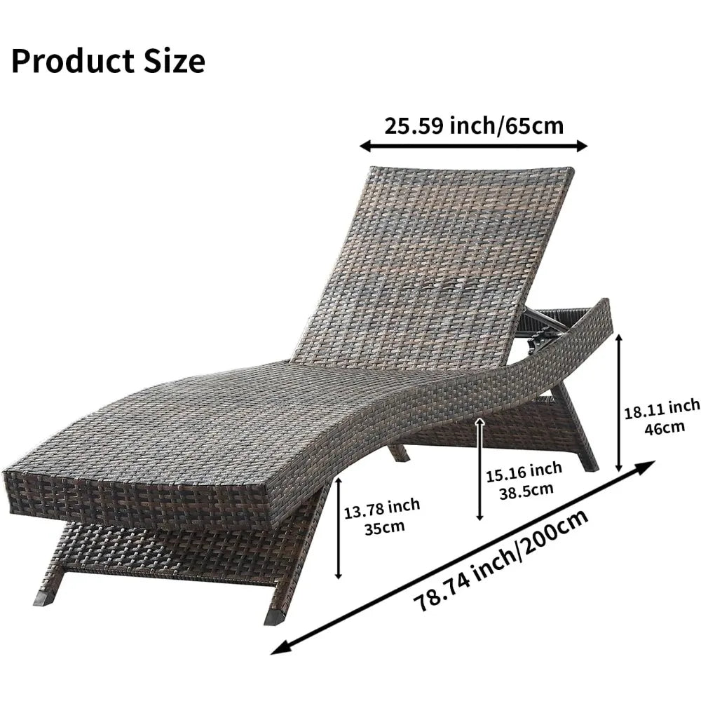 PE Rattan Adjustable Backrest Chaise Lounge Set 2 Poolside