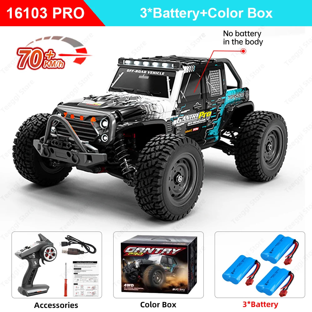 16102 PRO 1:16 High Speed RC Car With LED Light Drift 70KM/H 4WD 16101 pro RC Off-Road Car Monster Truck Toy For Kid Gifts