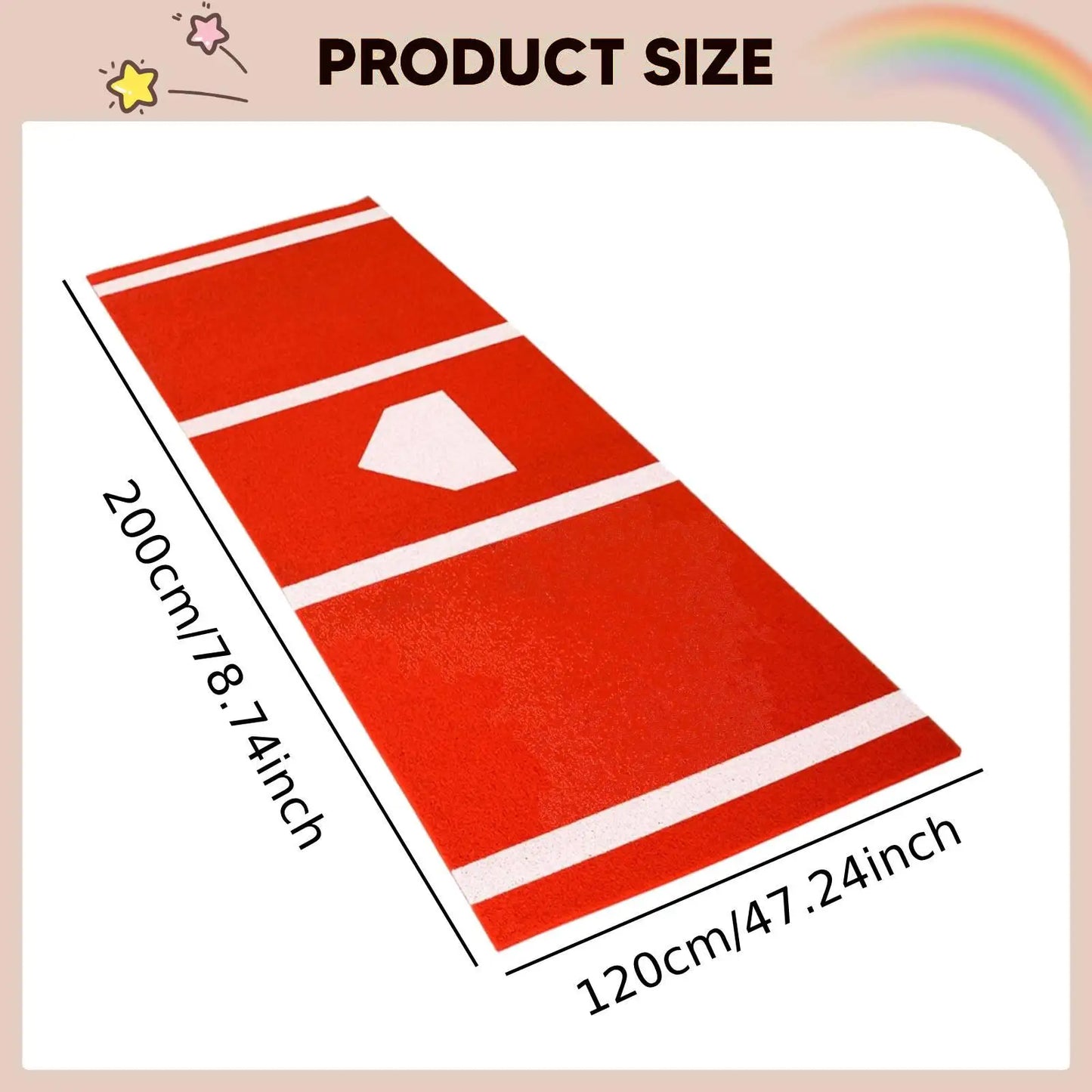 Foldable Baseball Softball Hitting Mat Batting Practice Stance Trainer Non Slip Surface for Indoor Outdoor Equipment