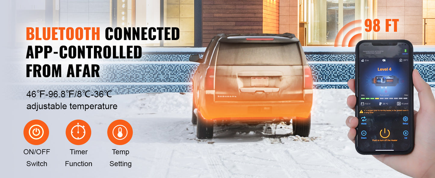 SucceBuy 8KW Diesel Air Heater Bluetooth LCD Parking Heater