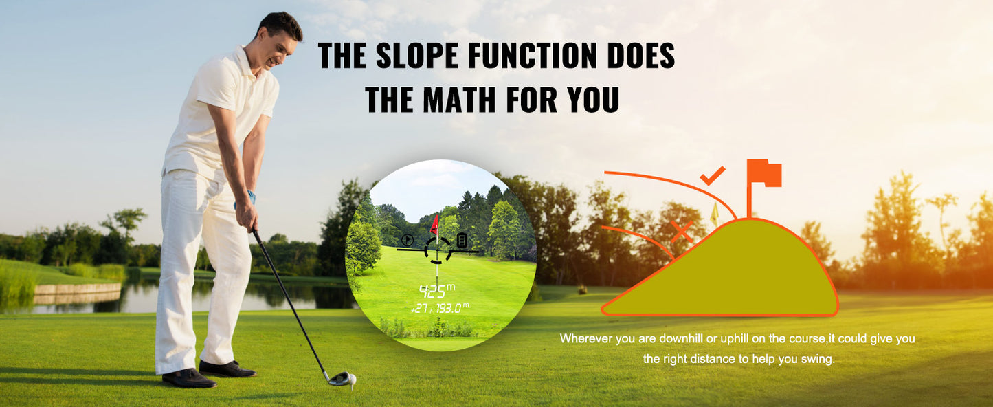 VEVOR 1300 Yards Golf Rangefinder Laser Golfing Hunting Range Finder 6X Magnification Flag Pole Lock Vibration Slope USB Charge